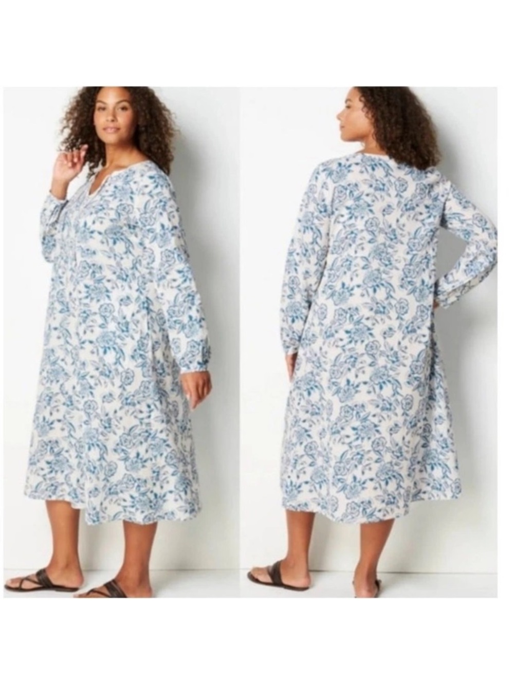J Jill Pure Jill Organic Cotton Kaftan Dress Summer Beachy Size Large